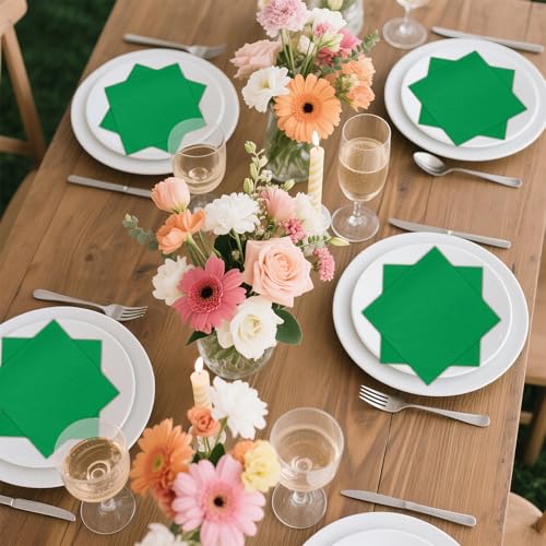 Emerald Green 100-Pack 2-Ply Cocktail Napkins 5x5in (10x10in Unfolded) for Weddings Parties