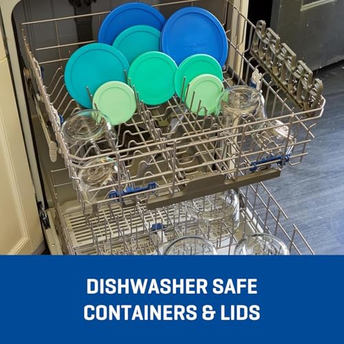 Glass Food Storage Containers Set - 26 Pieces with Blue Lids - Microwave & Dishwasher Safe - Space Saving Organization - Anchor Hocking, Mixed Blue