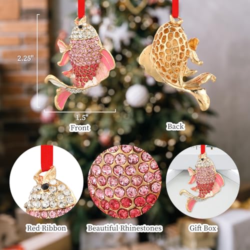 SICOHOME Tropical Fish Christmas Tree Ornament - Coastal Sea Ocean Hawaii Beach Themed Christmas Hanging Ornament with Rhinestones for Christmas Tree Gifts for Ocean Lover and Nautical Enthusiast