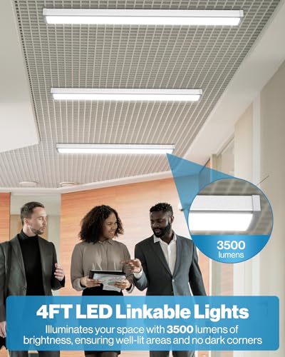 Sunco 2 Pack 4ft LED Shop Lights - Linkable Wraparound Commercial Fixtures - 40W (300W Equivalent) - Variation 2