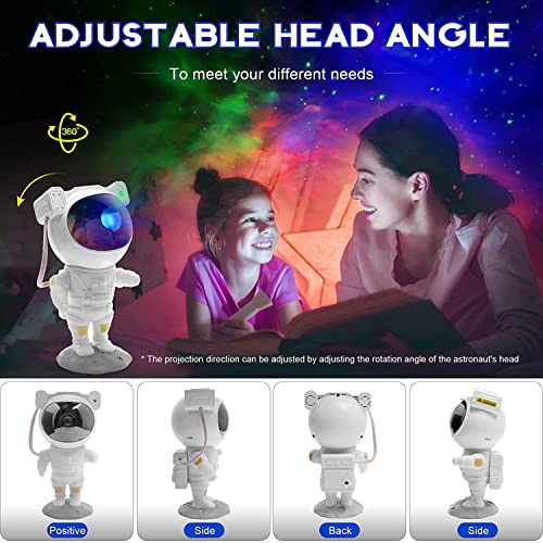 Kids Astronaut Star Projector Night Light White - Galaxy Space Lamp with Remote & 8 Nebula Effects