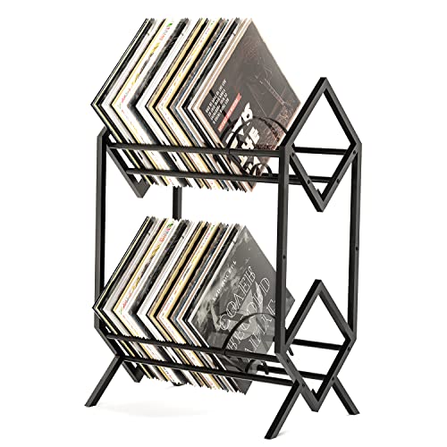 RUILALIFE 2-Tier-Vinyl-Record-Storage-Holder With Dividers, 200 LPs