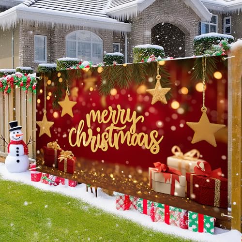 LEIWEIHOPE Christmas Backdrop Banner 71x43 Inch Snowman Santa Nativity Xmas Decoration (20)