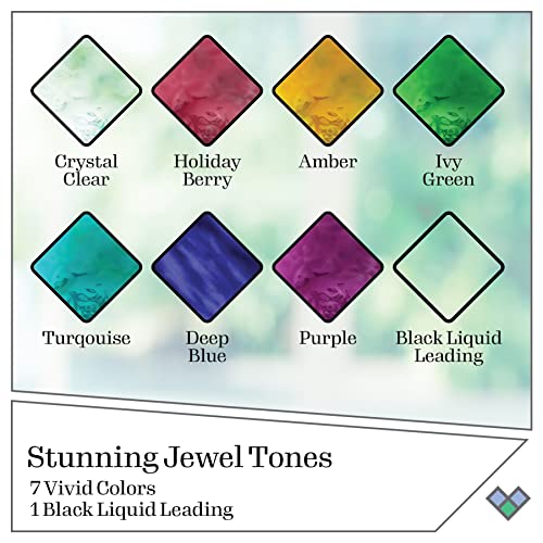 Jewels Tones Stained Glass Painting Kit - 8 Piece Glass Paint Set for DIY Crafts