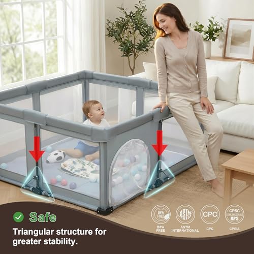 Foldable Baby Playpen 50x50 Inches Portable Indoor Outdoor Safety Fence