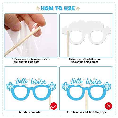 Snowflake Photo Booth Props 38 Pcs Frozen Party Decorations Winter Wonderland Party Favor for Holiday Party Christmas Party Supplies