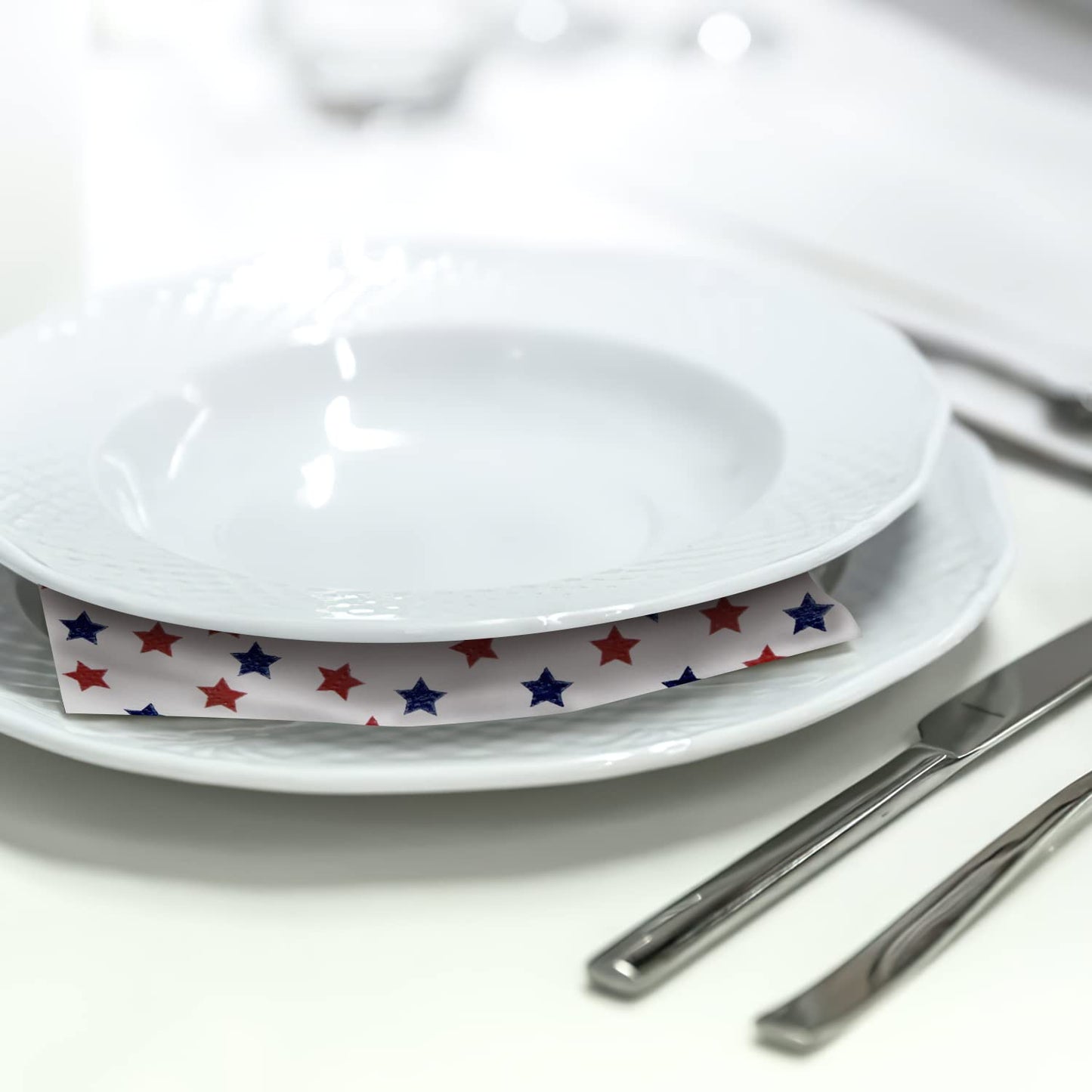 Patriotic Party Supplies 4th of JULY paper napkins 60Count 6.5 x 6.5 inch Americana Stars Cocktail Napkins for Parties,Veterans Day Election Day 4th of July Independence Day Decorations