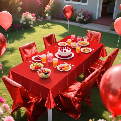 1 Pack Red Metallic Matte Tablecloth 40 x 108 in - Just Shimmer Rectangular