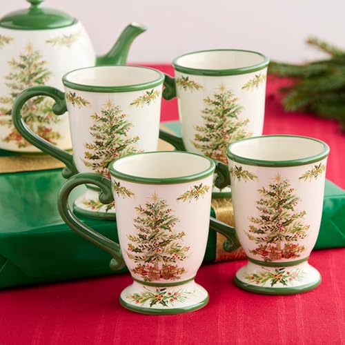 Cerified International Holiday 16oz Christmas Tree Mug Set - Dishwasher Safe Drinkware for Coffee Tea Cocoa