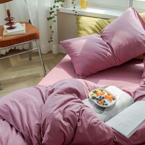 Full Size Purple Duvet Cover Set 3 Pieces Pale Mauve Jersey Knit Cotton