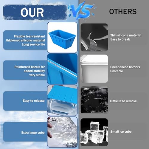8LB Blue Extra Large Silicone Ice Cube Molds for Cold Plunge Tub - 4 Pack