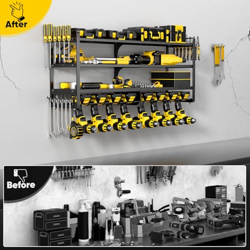 POKIPO Black Heavy Duty Power Tool Organizer Wall Mount, 4 Layers, Holds 400lbs