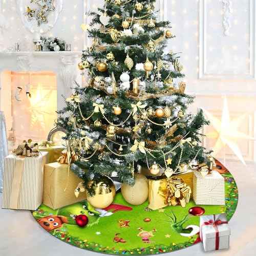 Christmas Tree Skirt 48 Inches Christmas Tree Skirt Collar Mat for Merry Christmas Holiday Party Decorations Indoor Outdoor