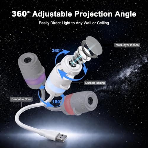 2-in-1 Galaxy Projector Night Light with 13 Films - Star & Galaxy Projection