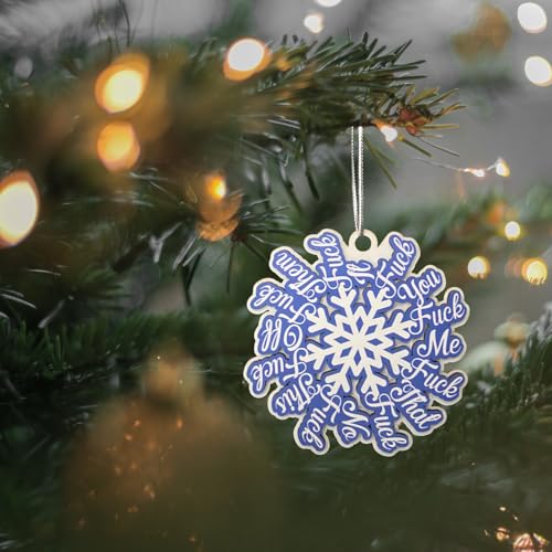 Funny Ornaments for Adults Blue Snowflake Christmas Decorations (2