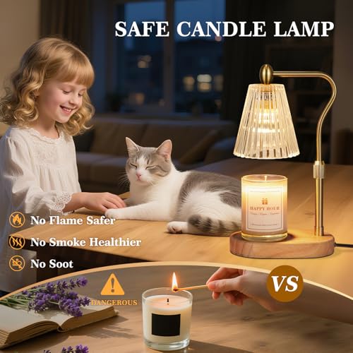 Imenlox Candle Warmer Lamp with Timer & Dimmer, Adjustable Height - Amber / Manual Control, Perfect for Home Decor & Gifts