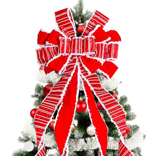 Red Christmas Tree Topper Bow 52x13 inches Holiday Wreath Decoration