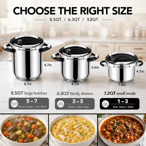 MICHELANGELO 3.2QT Stainless Steel Stovetop Pressure Cooker - Variance 3.2 Quarts