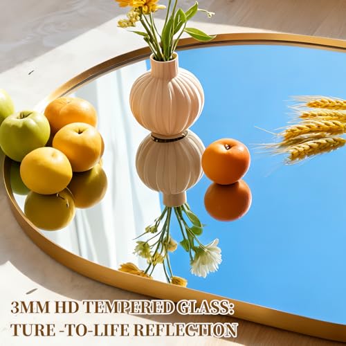 48"x16" Gold Oval Full Length Wall Mirror - Explosion-Proof Frame, Modern Bedroom & Living Room Decor