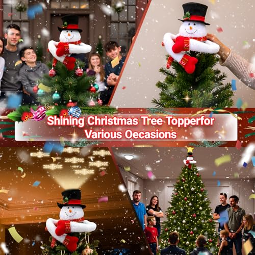 Snowman Christmas Tree Topper with Lights & Snowflake Projection