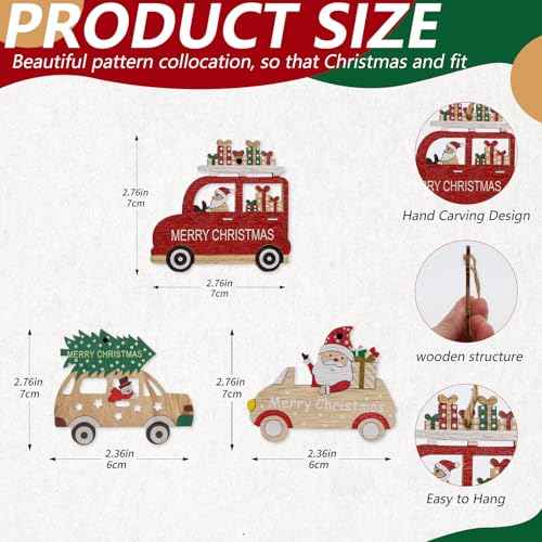 Christmas Ornaments 9pcs Farmhouse Rustic Wooden Christmas Tree Decorations for Garlands Outdoor Winter & New Year Holiday Party Supplies