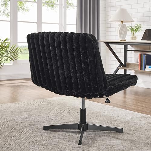 Black Adjustable Swivel Criss Cross Office & Vanity Chair - Wide Seat