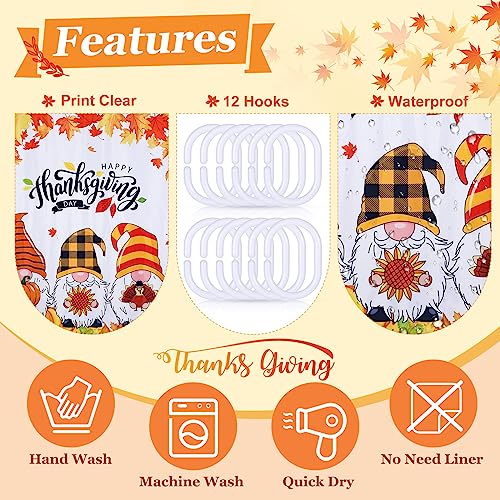 Preboun 3-Pack Thanksgiving Halloween Christmas Shower Curtain Set 71x71 in