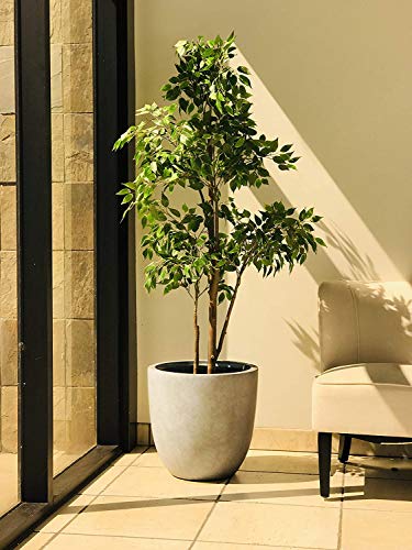 Weathered Concrete 18-Inch Large Round Plant Pot for Indoor & Outdoor Use