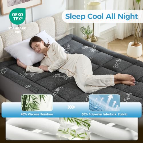 BDEUS Twin XL Cooling Mattress Topper 4 Inch Dual Layer Memory Foam