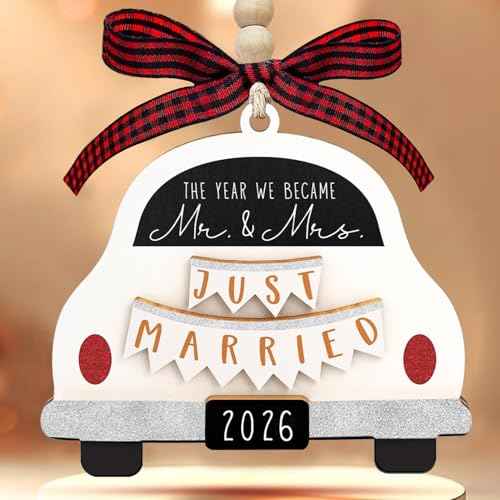 Wedding Gifts - Mr and Mrs Gifts - Just Married Gift for Couples 2026, Bride, Future Mr&Mrs - Bridal Shower Bride Gift for Marrie Newlywed - Wood First Christmas Married Ornament 2026 (Wedding)