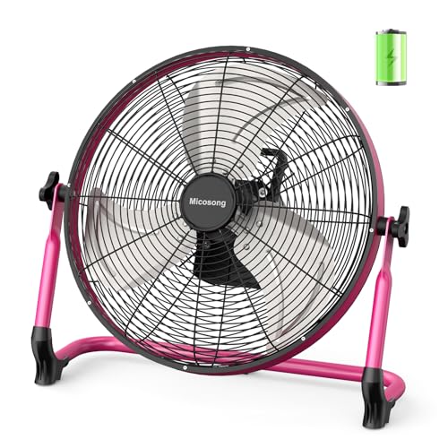 18-Inch Rechargeable Portable Battery Fan - Rose Red, Wireless, 360° Tilt, 10-60H Runtime