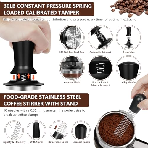 Y-Step 51mm Espresso Tamper Kit with Spring-Loaded Calibrated Tamper & Accessories