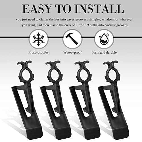 40-Piece Christmas All-in-One Light Hangers - Plastic Gutter, Shingle, & Mini Light Clips (Black, Works with C7, C9 & Mini Lights)