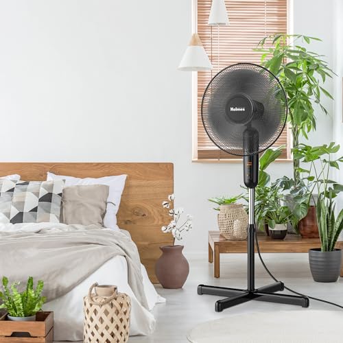 Black 16-Inch Digital Oscillating Tower Fan with Remote, 3 Speeds & Timer
