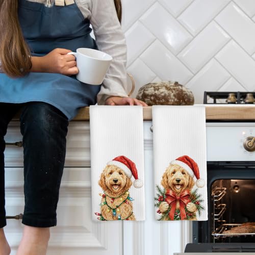 Goldendoodle Christmas Kitchen Towels Set of 2 - Dog Lover Holiday Decor