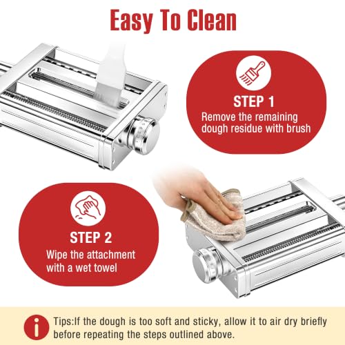 3-in-1 Stainless Steel Pasta Maker Attachment for KitchenAid Stand Mixer