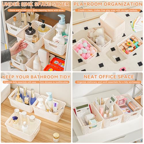 Homaigie White Plastic Storage Baskets 12-Pack for Closet & Office Organization