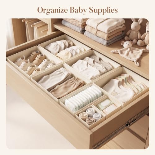 SIXDOVE Beige 21-Pack Drawer Organizer Storage for Clothes, Socks
