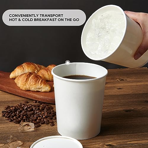 32oz Paper Soup Containers with Lids - 25 Pack, Disposable Takeout Cups