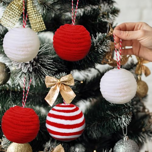 Syhood Red and White Peppermint Christmas Ornaments, 12 pcs 2.36''