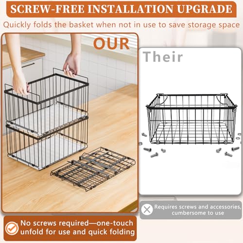 Black Freezer Organizer Bins for 5-9 Cu.Ft Chest Freezers - 6 Pack