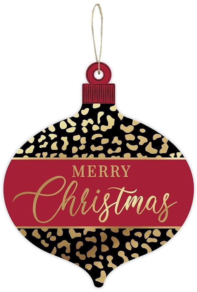 Leopard Print 12" Bulb Ornament Sign – Merry Christmas Wall/Wreath Decor