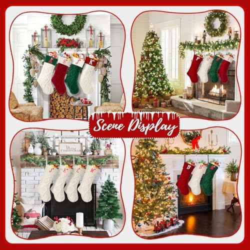 Ulico Christmas Stockings with Initials, 18¡¯¡¯ Large Embroidered Monogram Knit Christmas Stocking,Xmas Stocking for Kids, Holiday and Family Stocking for Fireplace or Party Decoration Red Letter E