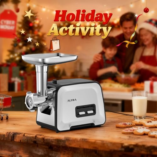 ALTRA LIFE Silver 2800W Heavy Duty Electric Meat Grinder & Sausage Stuffer Kit