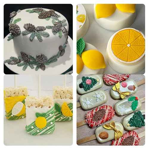 Pinecone Chocolate Molds, Pinenut Winter Foliage Lemon Slice Silicone Fondant Molds, Holly Leaf Lemon Candy Molds for Christmas Cake Decoration Cupcake Topper Gummy Plaster Clay Resin Set of 5