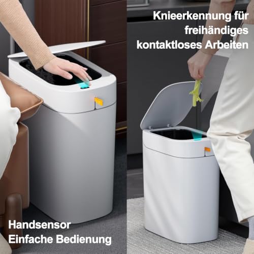 Automatic Rechargeable 3 Gallon Bathroom Trash Can with Lid - Touchless & Hygienic