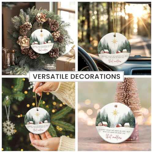 2025 Thank You Gifts for Women - Double Sided Ceramic Friendship Ornament for Christmas Tree, Unique Appreciation, Retirement Gifts for Women, Coworkers, Man, Friends, Bestie, Sister, Neighbor