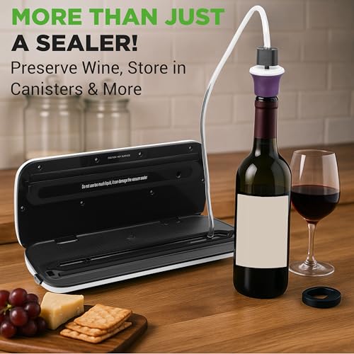 NutriChef Silver Food Vacuum Sealer Machine - 14.1 x 6 x 3 Inch, Automatic Air Sealing for Dry & Moist Foods
