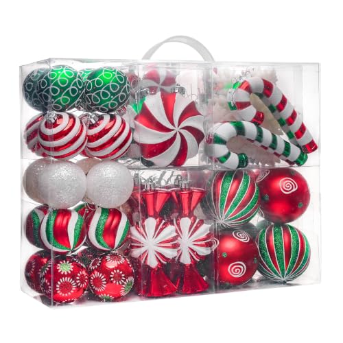 Valery Madelyn 108ct Christmas Ornaments Set - Candy Red & Green Medium