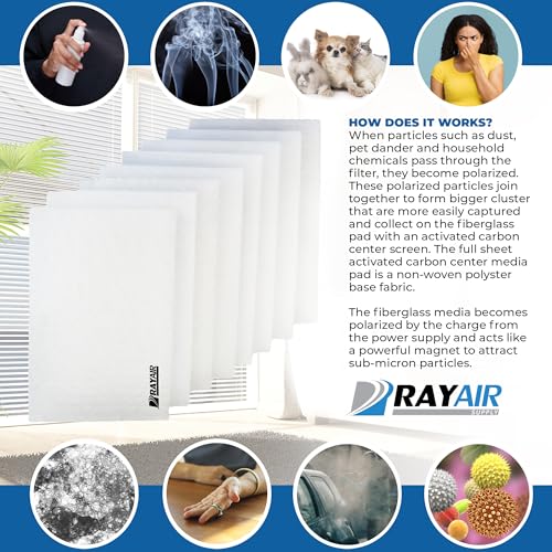 RAYAIR 20x25 Fiberglass Filter Pads for Respicaire MicroClean 95 Air Purifier - 8-Pack